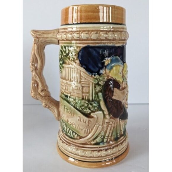 Vintage Collectible Embossed German Beer Stein Made in Japan 7 Inch Tall - Picture 5 of 10